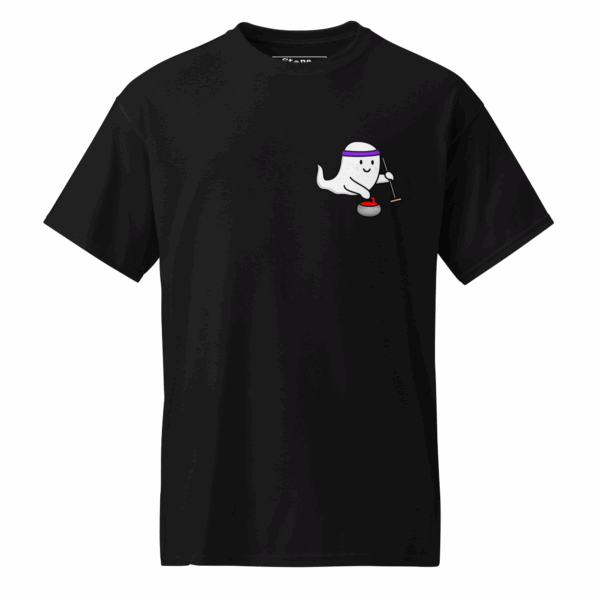 The Spirit of Curling Tee Shirt in Black the front.